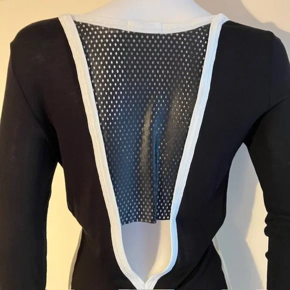 AIKO Black & White Top/Black leather back panel/Size XS - Picture 4 of 6